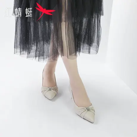 红蜻蜓女鞋2025夏季新款防滑耐磨日常通勤高跟单鞋舒适休闲一脚蹬图片