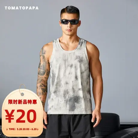 TOMATOPAPA夏季2025新渐变运动背心扎染无袖时尚跑步休闲健身上衣商品大图