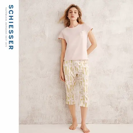 SCHIESSER舒雅25年春夏新品女士棉莫代尔印花圆领睡衣家居服套装商品大图