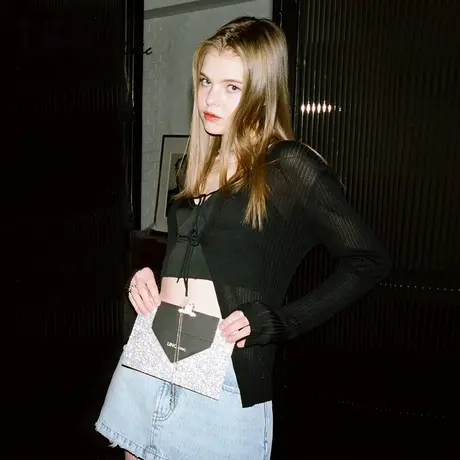 LINCCHIC金羽杰针织衫新款短款修身真丝针织开衫外套女S232CR346Y商品大图