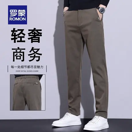 罗蒙高端秋季休闲裤男修身直筒2025新款商务百搭弹力长裤子男N1Z商品大图