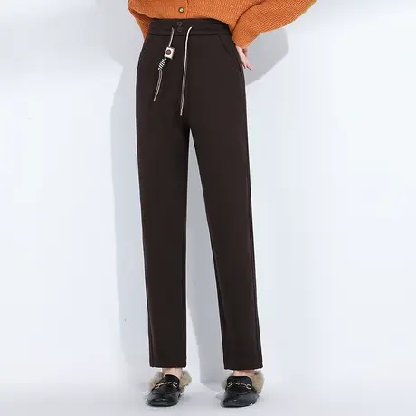 松紧腰直筒烟管裤秋冬女裤子2023新款显瘦垂感通勤休闲裤职业裤厚商品大图