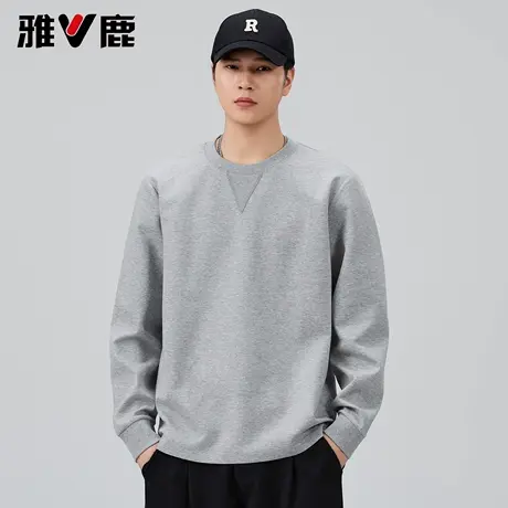 雅鹿套头圆领长袖卫衣男2026春新款青年时尚高级感叠穿内搭打底衫商品大图