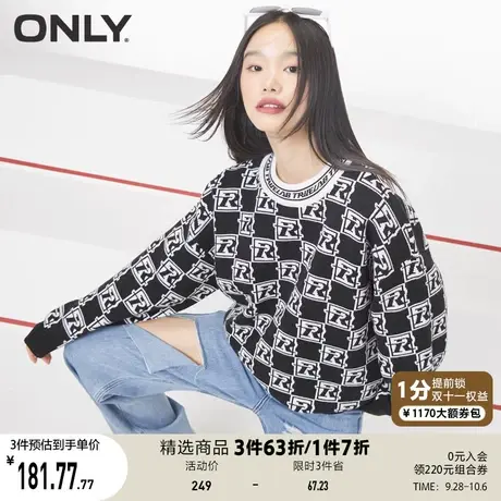 ONLY奥莱夏季潮流复古满印宽松圆领上衣针织衫女商品大图