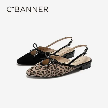 【上新】千百度低跟轻奢羊皮时装凉鞋女2026夏季新款平底后空凉鞋图片