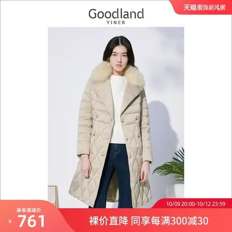 音儿美地女装2022冬季新款狐狸毛领加厚保暖白鸭绒羽绒服图片