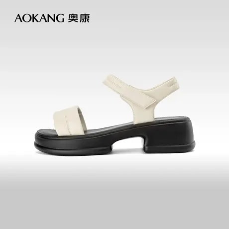奥康女鞋 夏季气质时尚厚底休闲沙滩凉鞋外穿一字带时尚凉鞋商品大图