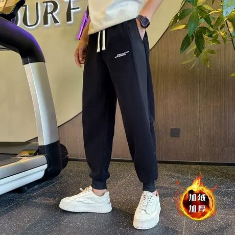 加绒卫裤男2023秋冬个性潮牌轻熟拼接设计感宽松束脚灯芯绒休闲裤图片