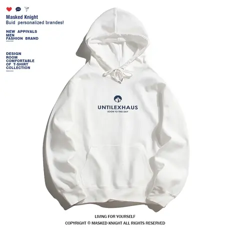 秋冬季ins潮牌港风潮流字母印花卫衣男连帽加绒宽松休闲套头帽衫商品大图