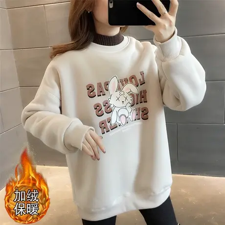 高领加绒加厚卫衣女2023秋冬洋气时尚爆款欧货韩版宽松长款上衣女商品大图