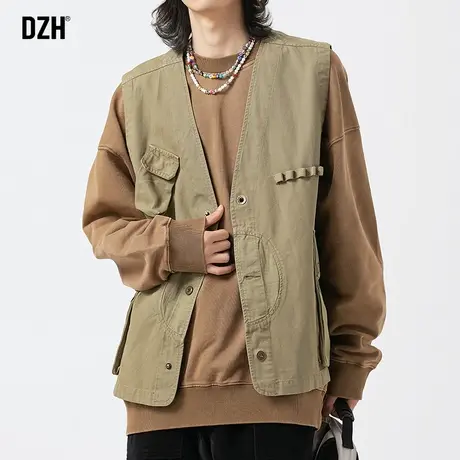 男士战术马甲男款外搭无袖背心工装上衣宽松男装2023新款秋季褂子商品大图