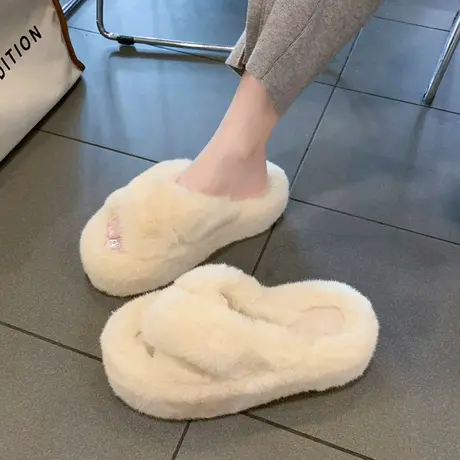 毛毛拖鞋女外穿2024新款韩版ins潮鞋秋冬厚底家居棉拖鞋子春夏季商品大图