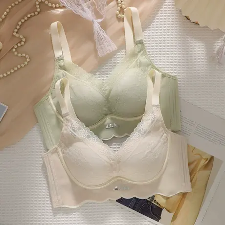 内衣女聚拢上托收副乳防下垂无钢圈无痕简约小胸性感夏季透气文胸图片