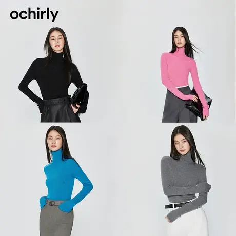 购后【无缝一体】欧时力100%高支绵羊毛 软糯高领毛衣女秋冬商品大图