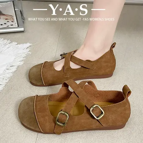 平底豆豆鞋女2024春秋款学生复古女玛丽珍鞋奶奶鞋丑萌一脚蹬单鞋商品大图