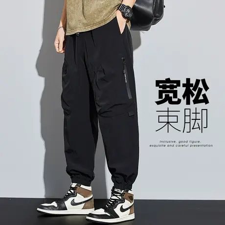 夏天冰丝速干多口袋休闲裤工装夏季轻薄款男士防水机能冲锋男裤子商品大图