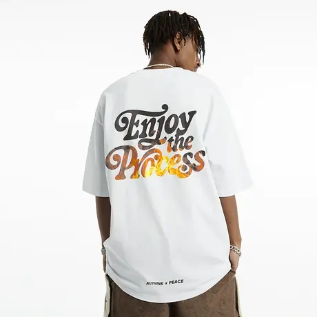 Nuthink美式高街vibe风字母短袖T恤男夏季潮牌ins宽松大码半截袖商品大图