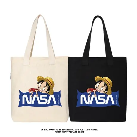 秀洛海贼王路飞新款联名NASA探索帆布包单肩斜挎手提包袋托特包商品大图