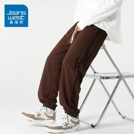 KZ真维斯秋冬季针织卫裤男士休闲长裤束脚紧腿宽松运动男裤子冬装商品大图