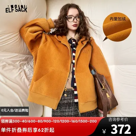 妖精的口袋小个子灯芯绒外套女2023冬季新款宽松加厚保暖休闲大衣图片