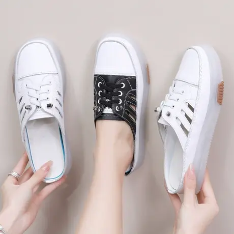 2023新款平底大码拖鞋女41一43真皮新款夏季牛筋底包头凉拖42女鞋商品大图