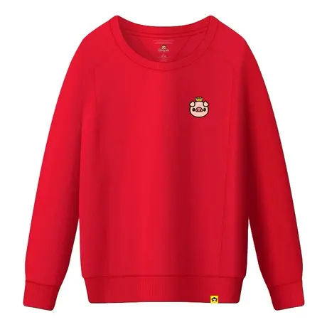 Ohlyah冬季新款卫衣女韩版宽松猪年本命年红色加绒加厚情侣装外套图片