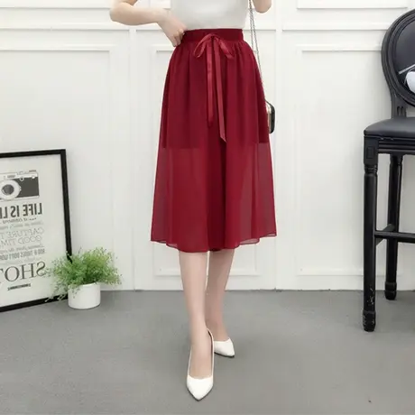 【换购10】雪纺阔腿裤女七分裤春夏新款韩版高腰休闲宽松大脚裤裙图片