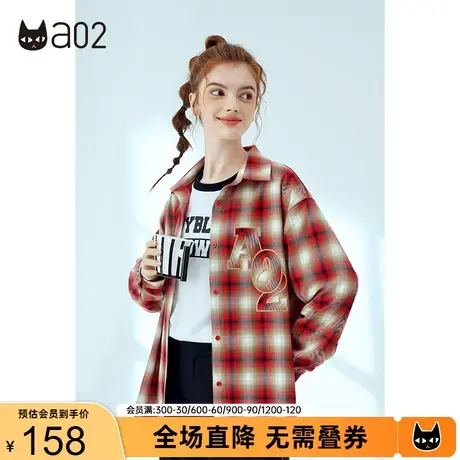 a02衬衫女秋季新款原创潮牌宽松格子衬衫休闲甜酷百搭上衣女商品大图