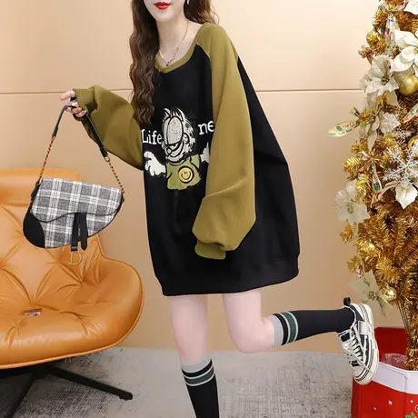 宽松慵懒风卫衣女2023新款秋冬季时尚洋气减龄设计感欧版大码上衣商品大图