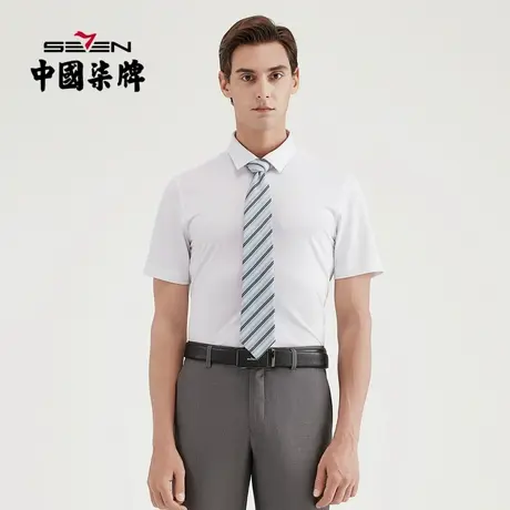 柒牌男装商务清仓男士短袖衬衫夏季男士职场办公纯色打底婚庆衬衫图片