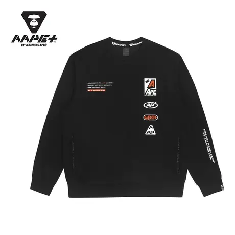 AAPE+运动男装秋冬猿颜图案印花拼接多图印花休闲圆领卫衣3869XXH商品大图