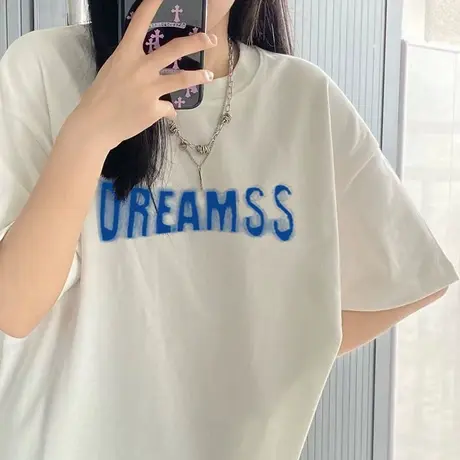 仿棉t恤女短袖2023早春新款夏季大码女装设计感小众别致上衣服ins商品大图