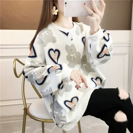 早春装卫衣女春秋季韩版宽松bf慵懒风ins初春薄款涂鸦上衣外套潮图片