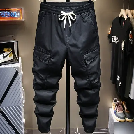 夏季香港潮牌工装裤男宽松束脚休闲裤子男韩版潮流哈伦裤日系百搭商品大图