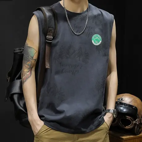 纯棉t恤运动背心男夏坎肩男士无袖跨栏健身篮球男款大码夏季宽松图片