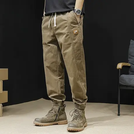 工装裤男秋季2023新款潮牌大码复古休闲裤子男士束脚哈伦裤春秋款商品大图