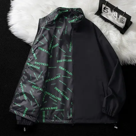 NASA联名夹克男秋季宽松大码帅气百搭立领双面穿外套防风牛仔上衣商品大图