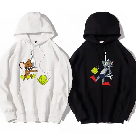 猫和老鼠情侣卫衣宽松上衣vintage动漫帽衫美式卫衣服情侣外套图片