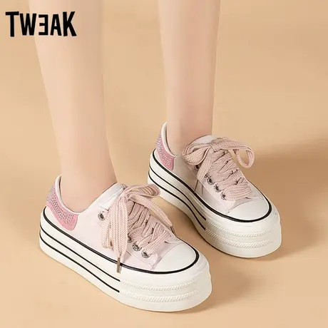 TWEAK厚底帆布鞋女2023新款休闲鞋松糕女鞋子夏季增高百搭单鞋女图片