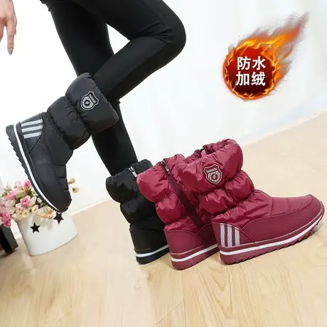 秋冬季韩版雪地靴女中筒防水防滑加绒高帮棉鞋保暖学生长筒靴子图片