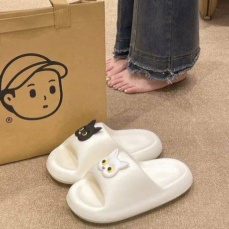 猫咪踩屎感凉拖鞋女夏季网红外穿卡通可爱防滑厚底室内居家一字拖商品大图