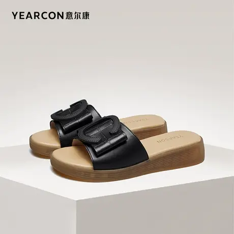 意尔康女鞋夏天凉拖鞋外穿平底气质凉鞋法式外出旅游海边一字拖图片