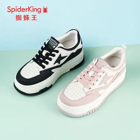 SPIDER KING/蜘蛛王板鞋女真皮2024春商场新款熊猫拼色休闲时尚潮图片