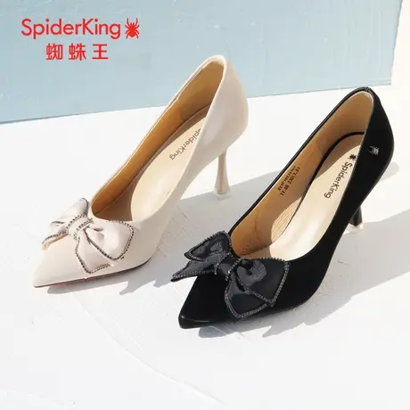 SPIDER KING/蜘蛛王女鞋2022春商场新款高跟鞋单鞋软底舒适蝴蝶结图片