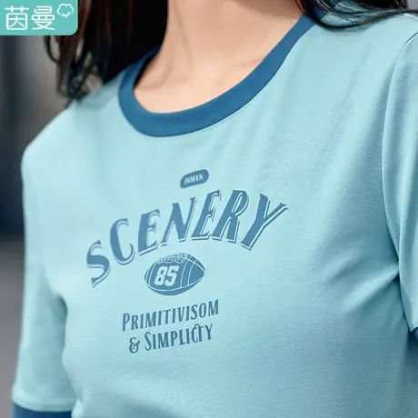 茵曼印花圆领t恤女夏季2023年新款套头潮趣宽松显瘦短款短袖上衣图片