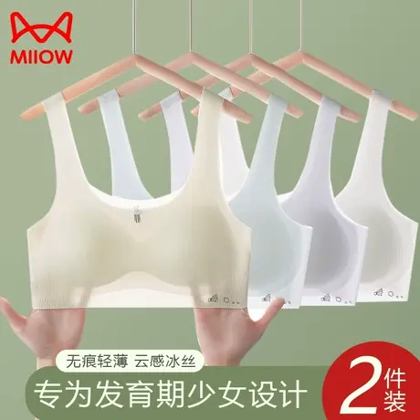 猫人少女内衣夏季薄款女童儿童初中高中学生小背心女生发育期文胸图片