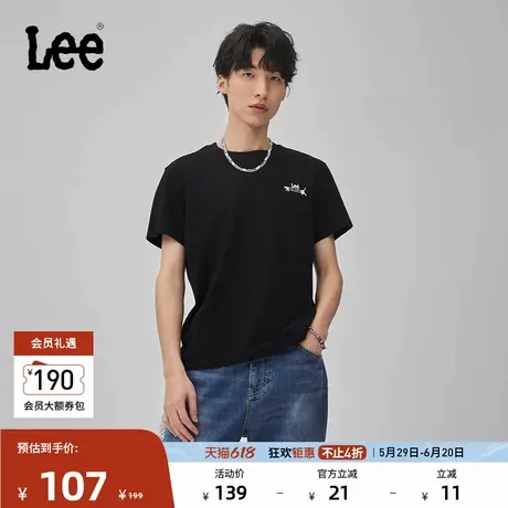 Lee春夏标准版型圆领logo字母印花男士短袖T恤休闲潮流LMT0081商品大图