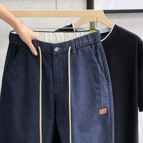 牛仔裤男潮牌九分韩版潮流男士裤子秋冬裤子男直筒修身2023春新款图片