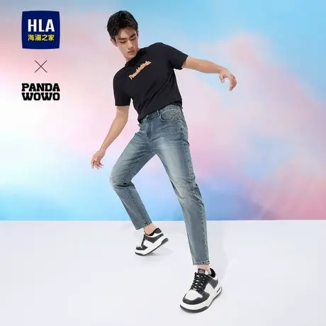 HLA/海澜之家panda wowo熊猫牛仔裤2025春夏新款锥形五袋裤子男商品大图