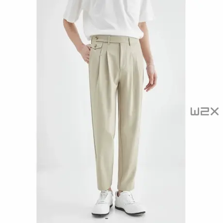 w2x夏季薄款双褶休闲裤男宽松直筒西装裤设计感小众长裤子男裤潮商品大图
